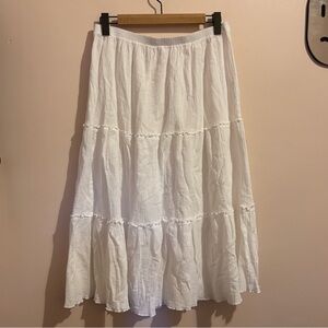 Blair Vintage Tiered Crinkle Cotton Midi Skirt